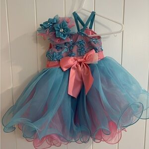 Elegant Blue and Pink Kids Formal Dress